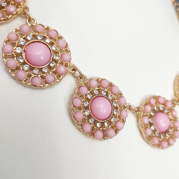 Pink and cz beaded statement necklace - Picture 7 of 10